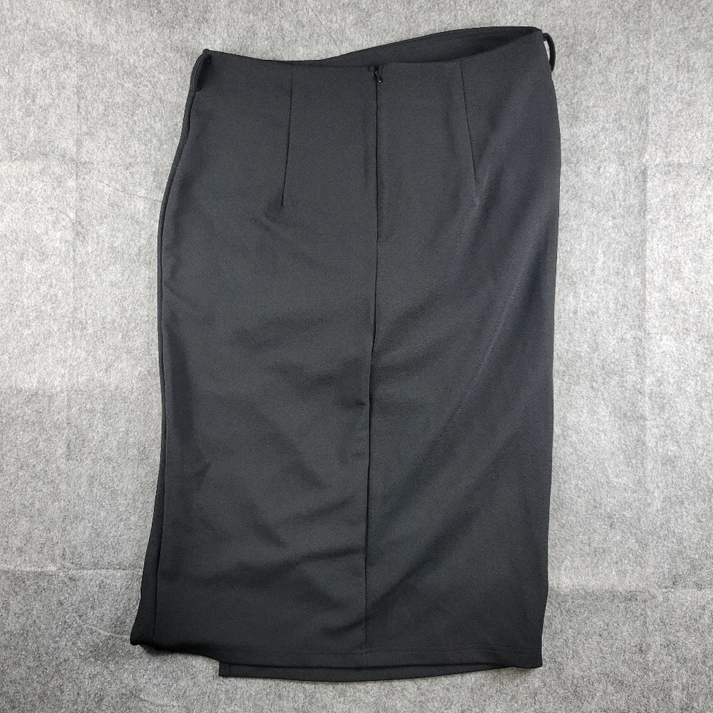 Shein Curve Ruched Split Thigh Gold Button Black Pencil Skirt Womens Size 0XL